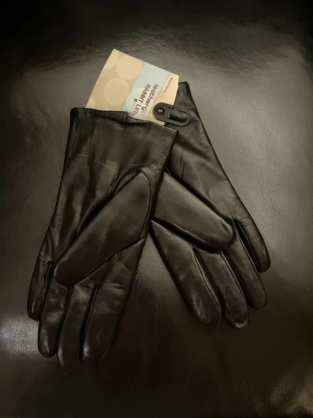 NEW Wilson fur lined ladies black leather gloves Size L